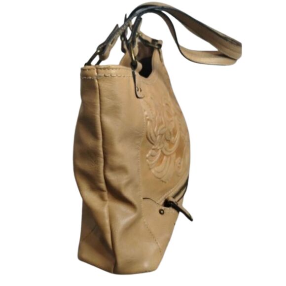 Krona 100% vinyl, 100% polyester lining, tooled purse bag satchel - Picture 7 of 11